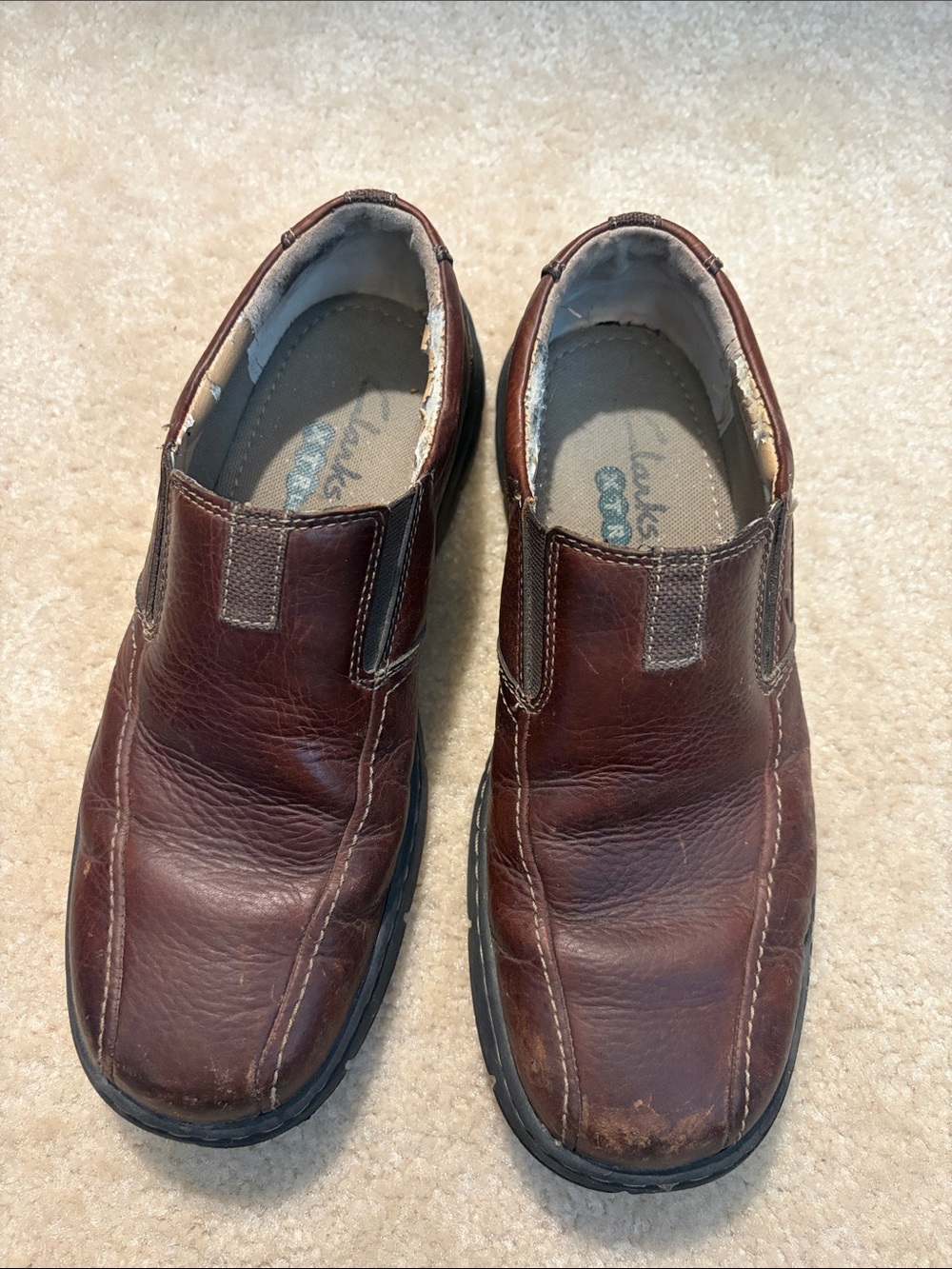 Clarks Men's Brown Leather Slip-On Loafers